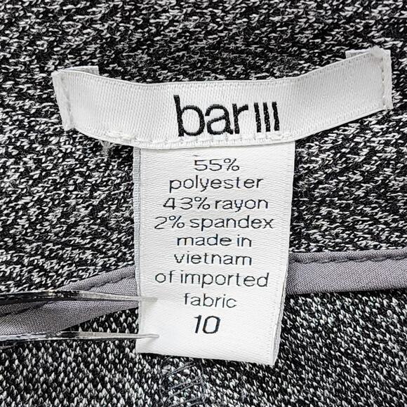 Bar III Pants Womens 10 Black Gray Tweed Stretch High Rise Straight Leg Preppy - Picture 4 of 11